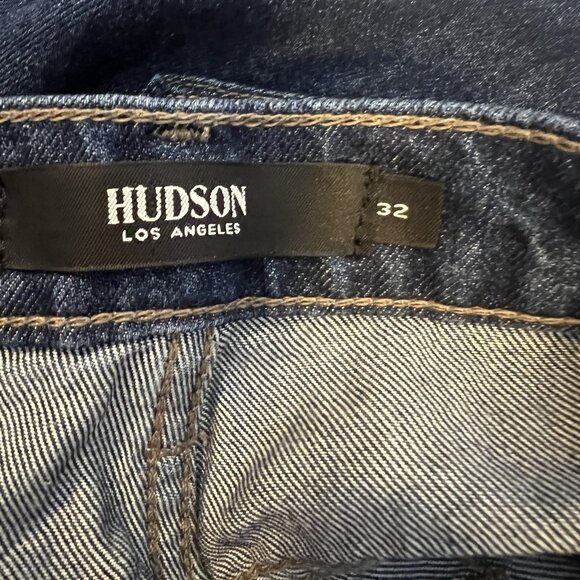 Hudson Anthropologie Women Jeans Holly Wide Leg Cropped Size 32 Blue Denim Zip - Picture 5 of 16